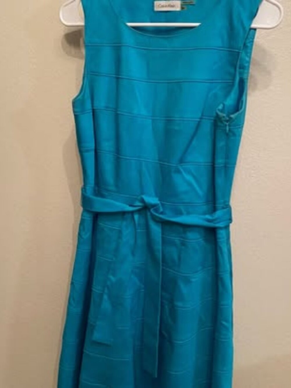 Pretty Calvin stretch cotton aqua dress - size 8P